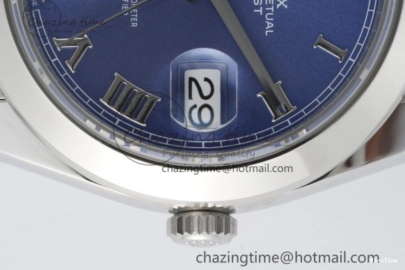 MiroTime 0423 Modern DateJust 41 SS Polished Bezel KING 1:1 Best Edition 904L Steel Blue Roman Dial on Oyster Bracelet VR 2212